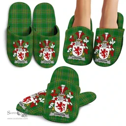 Irish Condon Coat of Arms Family Crest Ireland House Slippers Irish National Tartan Irish County Slippers