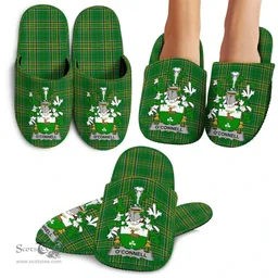 Irish Connellan or O'Connellan Coat of Arms Family Crest Ireland House Slippers Irish National Tartan Irish County Slippers