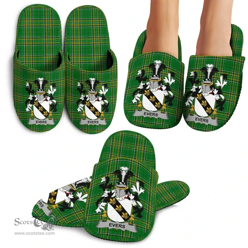 Irish Evers Coat of Arms Family Crest Ireland House Slippers Irish National Tartan Irish County Slippers