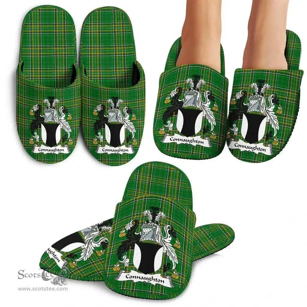Irish Connaughton Coat of Arms Family Crest Ireland House Slippers Irish National Tartan Irish County Slippers