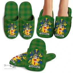 Irish Donnellan or O'Donnellan Coat of Arms Family Crest Ireland House Slippers Irish National Tartan Irish County Slippers