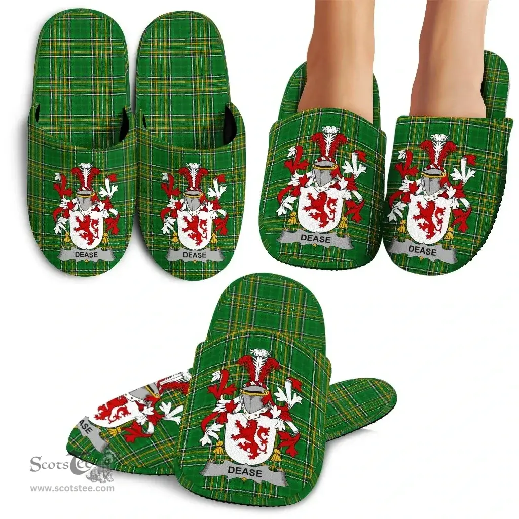 Irish Dease Coat of Arms Family Crest Ireland House Slippers Irish National Tartan Irish County Slippers