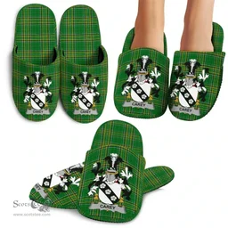 Irish Carey or Cary Coat of Arms Family Crest Ireland House Slippers Irish National Tartan Irish County Slippers
