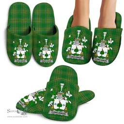 Irish Concanon or O'Concanon Coat of Arms Family Crest Ireland House Slippers Irish National Tartan Irish County Slippers