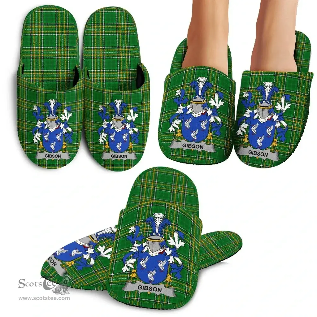 Irish Gibson Coat of Arms Family Crest Ireland House Slippers Irish National Tartan Irish County Slippers