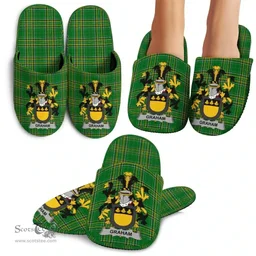 Irish Graham or Grahan Coat of Arms Family Crest Ireland House Slippers Irish National Tartan Irish County Slippers