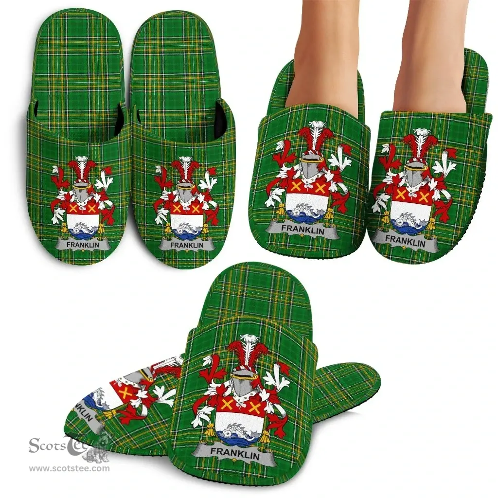 Irish Franklin Coat of Arms Family Crest Ireland House Slippers Irish National Tartan Irish County Slippers