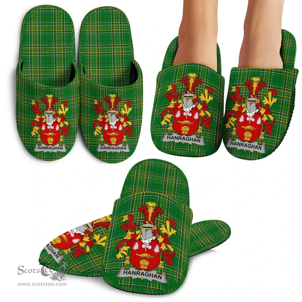 Irish Hanraghan or O'Hanraghan Coat of Arms Family Crest Ireland House Slippers Irish National Tartan Irish County Slippers