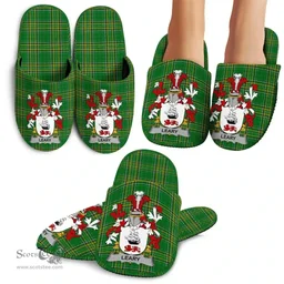 Irish Leary or O'Leary Coat of Arms Family Crest Ireland House Slippers Irish National Tartan Irish County Slippers