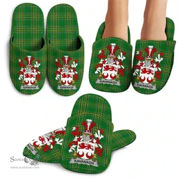 Irish Kavanagh or Cavanagh Coat of Arms Family Crest Ireland House Slippers Irish National Tartan Irish County Slippers