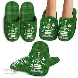 Irish Haly or O'Haly Coat of Arms Family Crest Ireland House Slippers Irish National Tartan Irish County Slippers