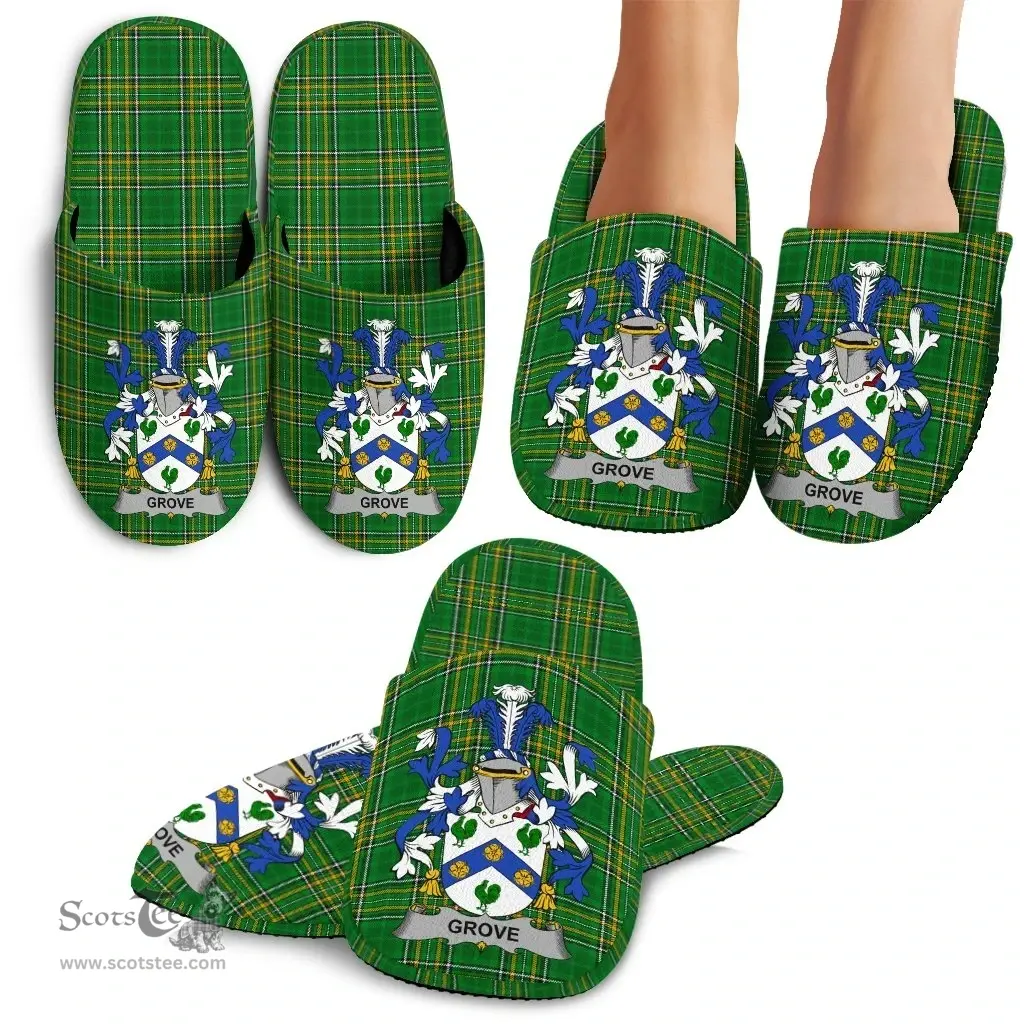 Irish Grove Coat of Arms Family Crest Ireland House Slippers Irish National Tartan Irish County Slippers