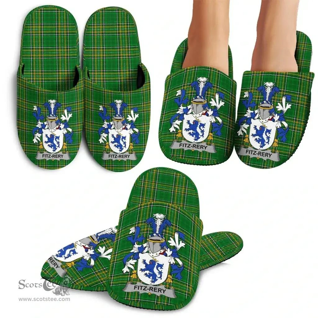Irish Fitz-Rery Coat of Arms Family Crest Ireland House Slippers Irish National Tartan Irish County Slippers