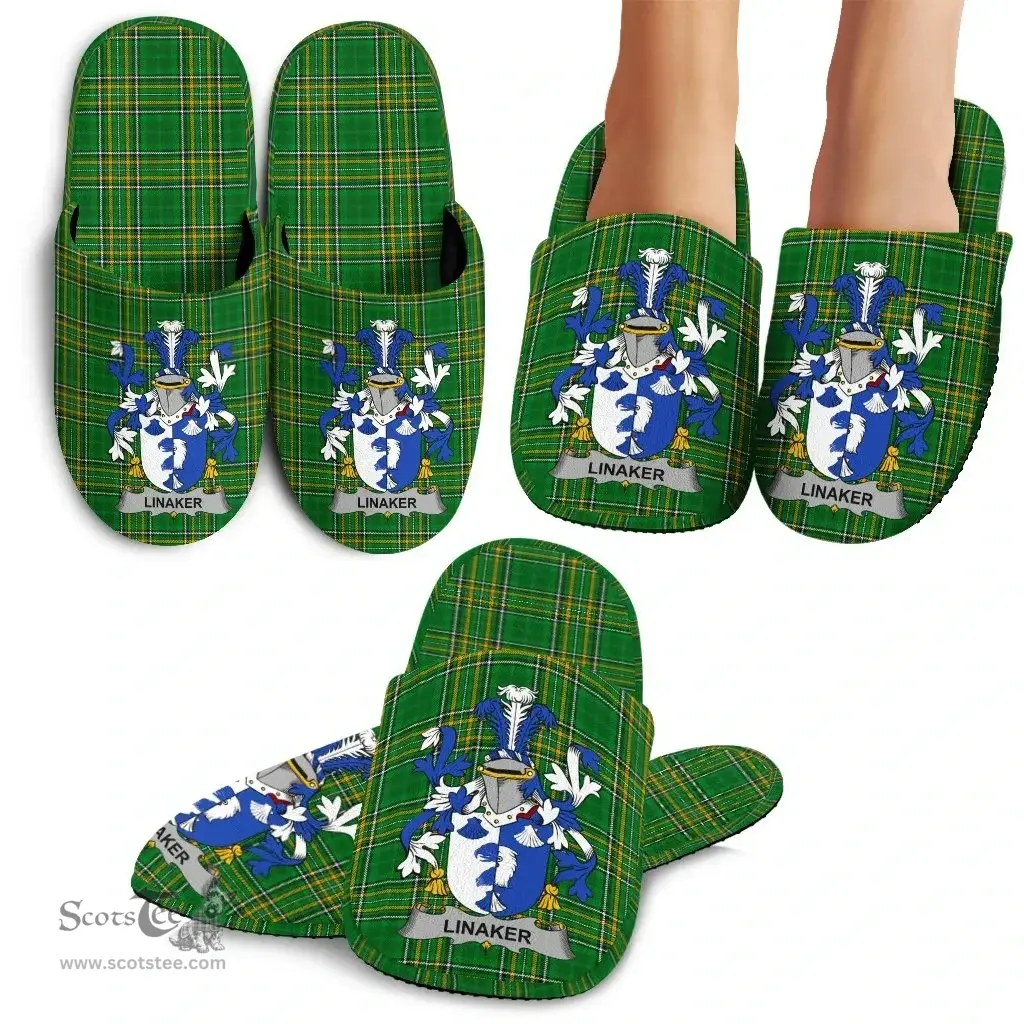 Irish Linaker Coat of Arms Family Crest Ireland House Slippers Irish National Tartan Irish County Slippers