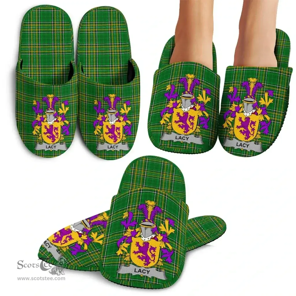 Irish Lacy or De Lacy Coat of Arms Family Crest Ireland House Slippers Irish National Tartan Irish County Slippers