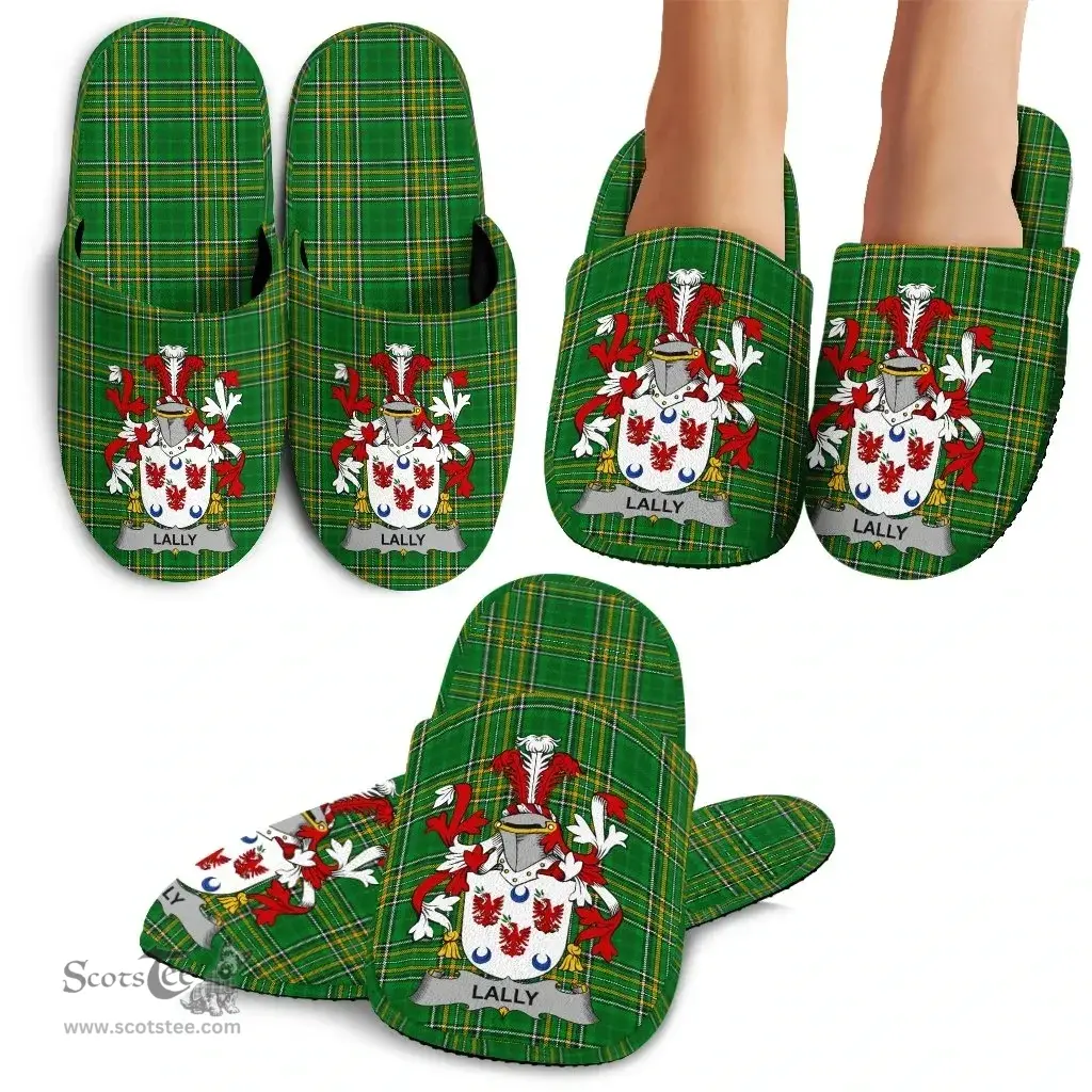 Irish Lally or O'Mullally Coat of Arms Family Crest Ireland House Slippers Irish National Tartan Irish County Slippers