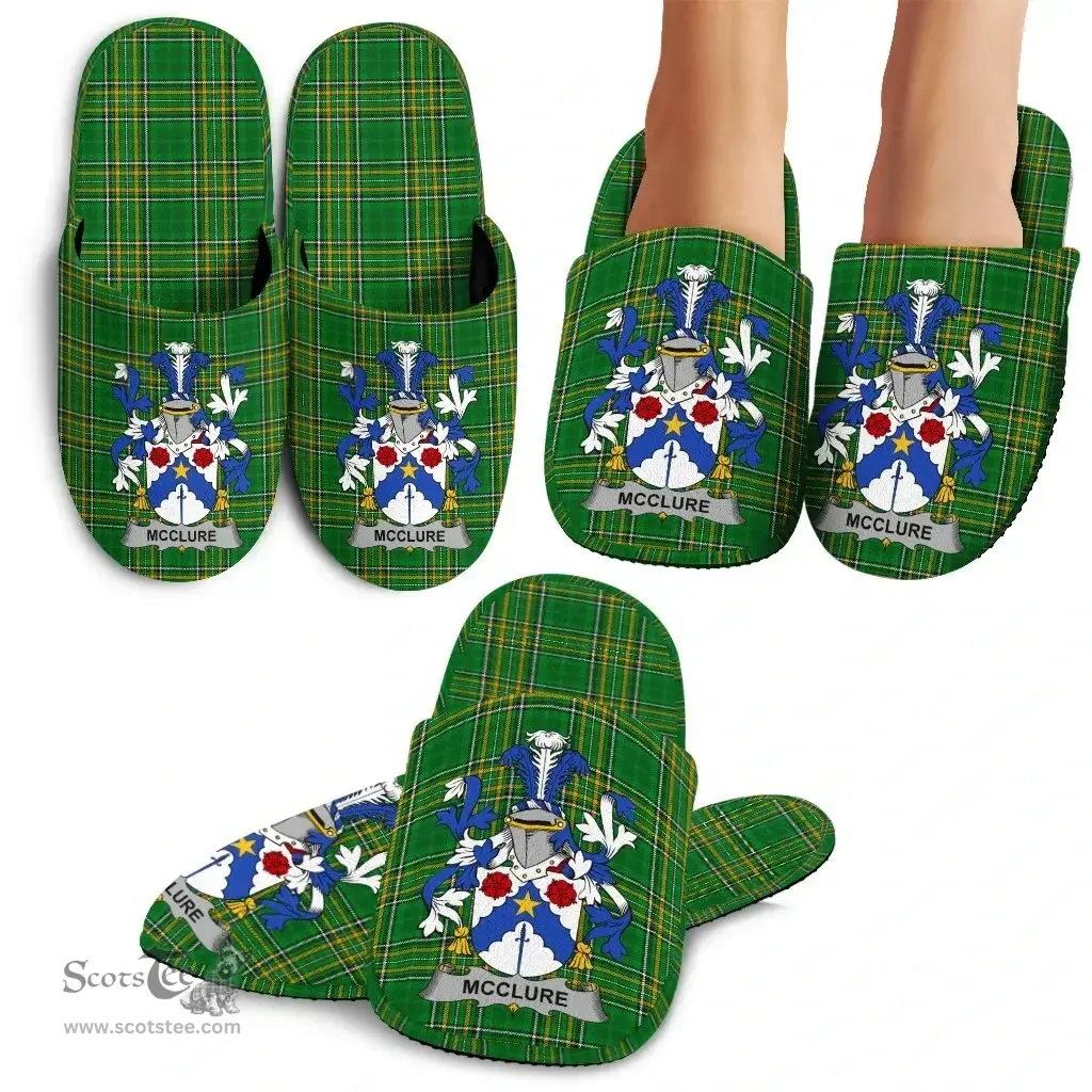 Irish McClure Coat of Arms Family Crest Ireland House Slippers Irish National Tartan Irish County Slippers