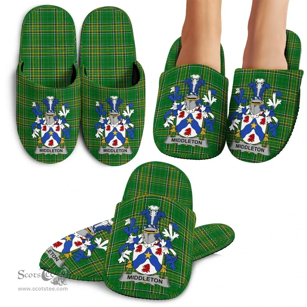 Irish Middleton Coat of Arms Family Crest Ireland House Slippers Irish National Tartan Irish County Slippers