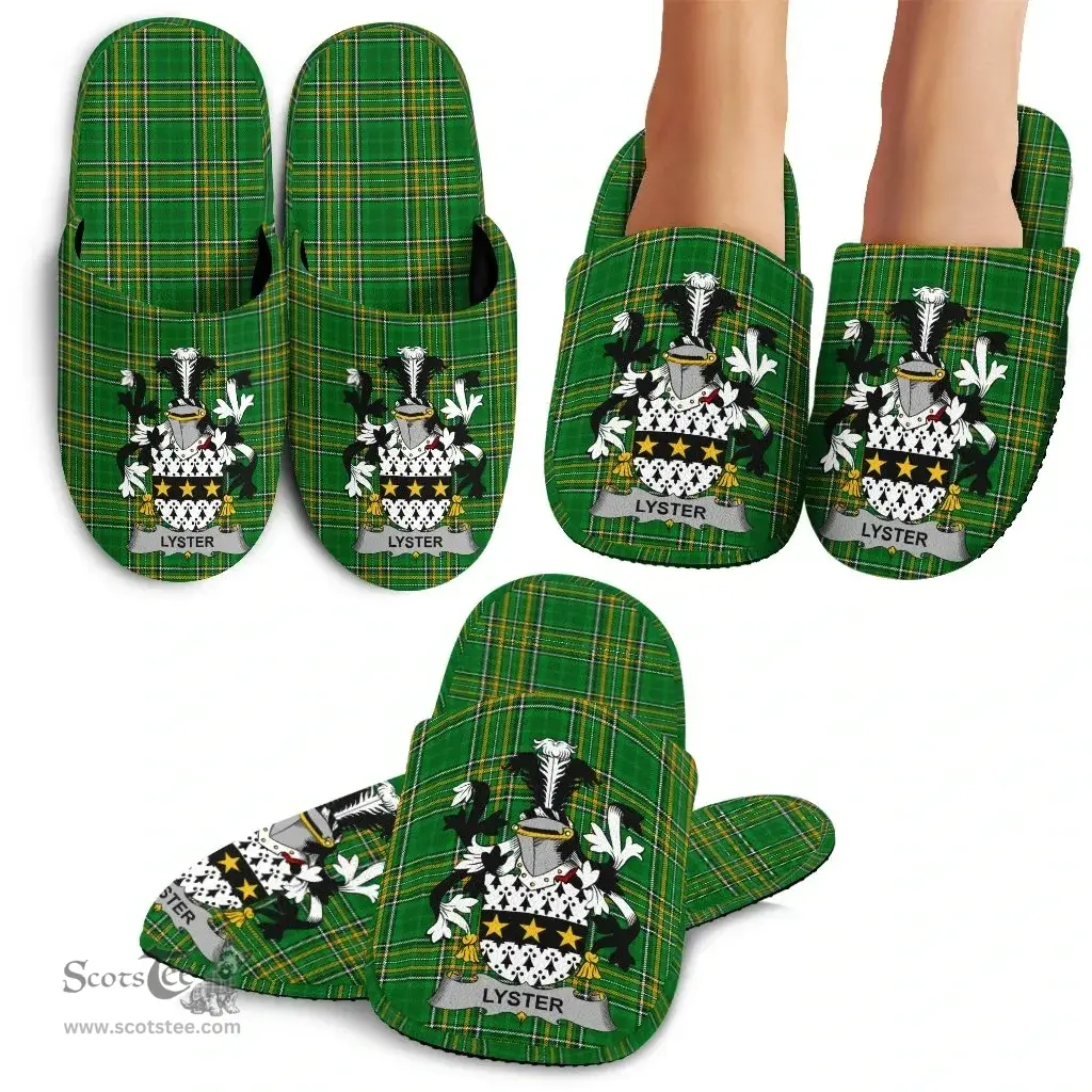 Irish Lyster Coat of Arms Family Crest Ireland House Slippers Irish National Tartan Irish County Slippers