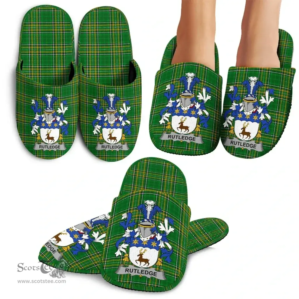 Irish Rutledge Coat of Arms Family Crest Ireland House Slippers Irish National Tartan Irish County Slippers
