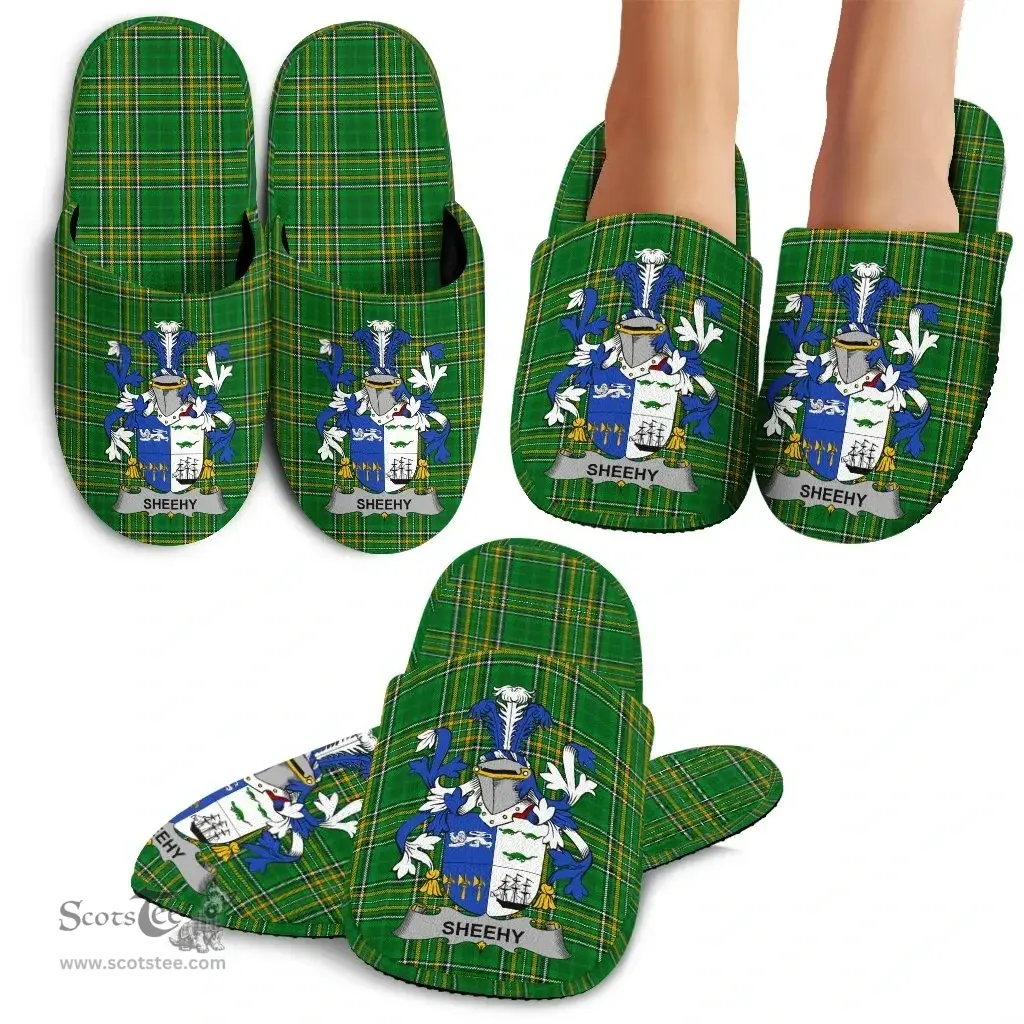 Irish Sheehy or McSheehy Coat of Arms Family Crest Ireland House Slippers Irish National Tartan Irish County Slippers