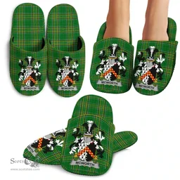 Irish McWorth or MacWorth Coat of Arms Family Crest Ireland House Slippers Irish National Tartan Irish County Slippers