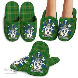 Irish McElroy or Gilroy Coat of Arms Family Crest Ireland House Slippers Irish National Tartan Irish County Slippers