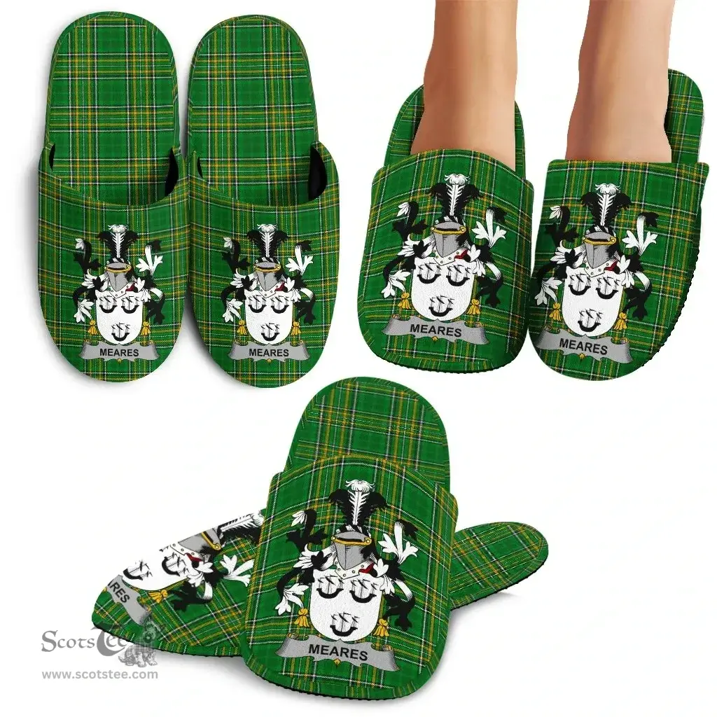 Irish Meares Coat of Arms Family Crest Ireland House Slippers Irish National Tartan Irish County Slippers