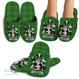Irish Madden or O'Madden Coat of Arms Family Crest Ireland House Slippers Irish National Tartan Irish County Slippers