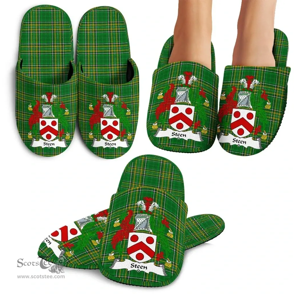 Irish Steen Coat of Arms Family Crest Ireland House Slippers Irish National Tartan Irish County Slippers