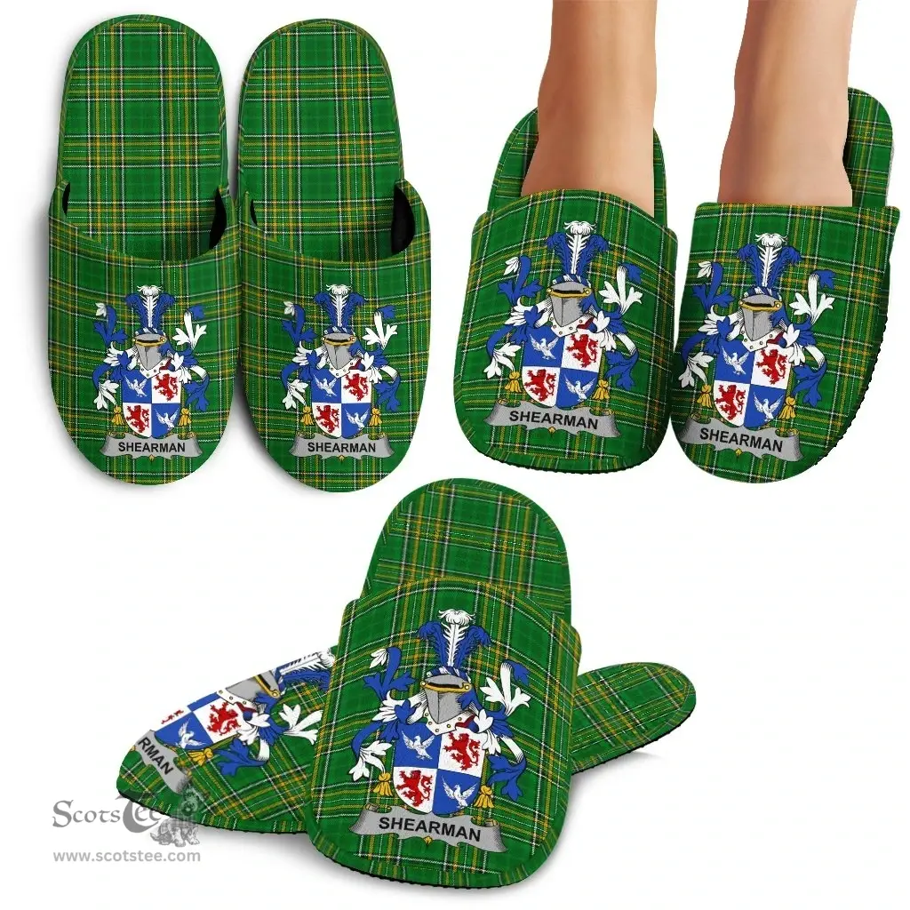 Irish Shearman Coat of Arms Family Crest Ireland House Slippers Irish National Tartan Irish County Slippers