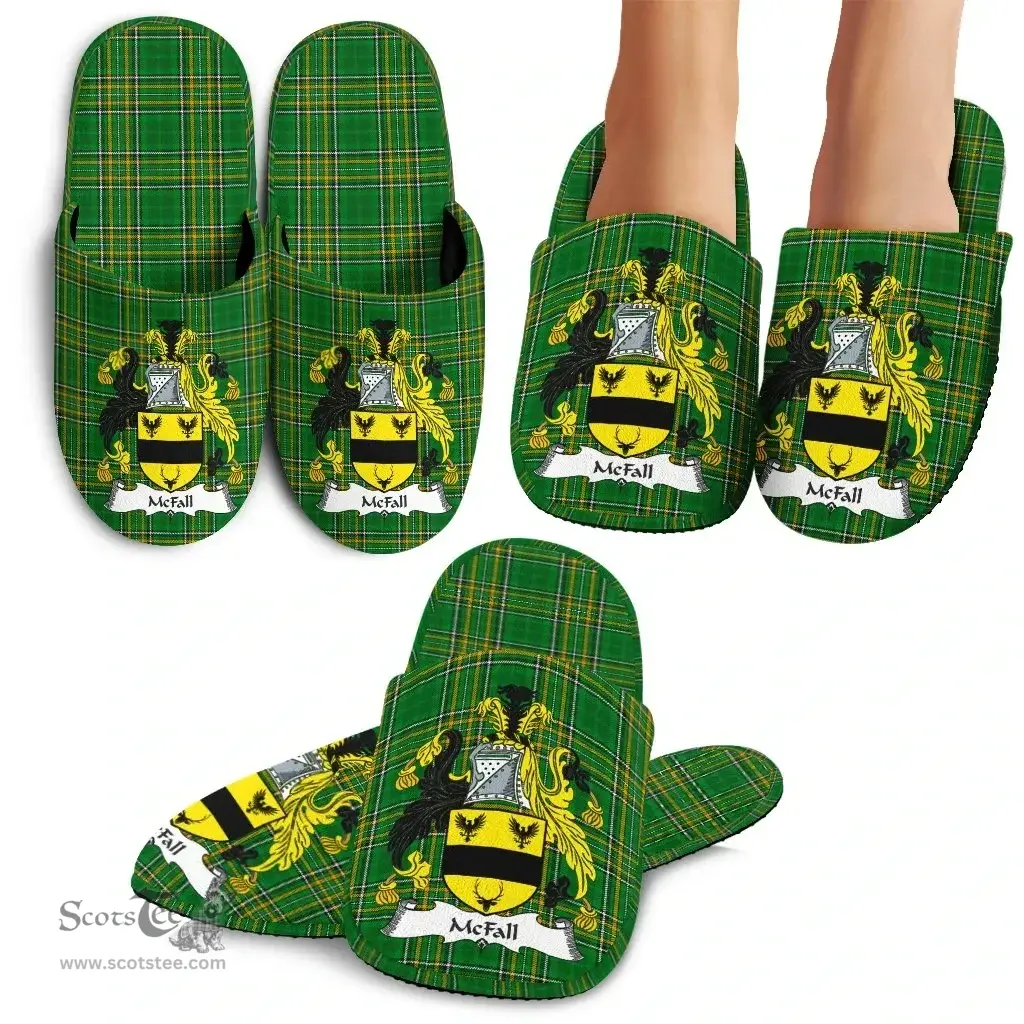 Irish McFall Coat of Arms Family Crest Ireland House Slippers Irish National Tartan Irish County Slippers