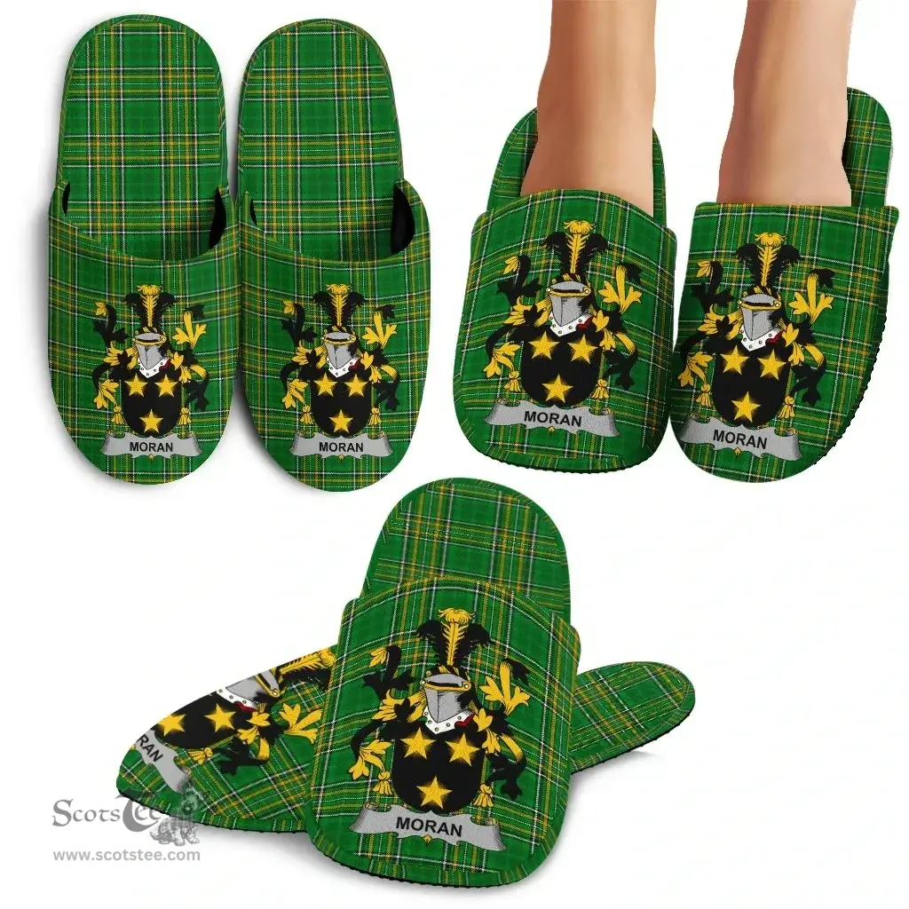 Irish Moran or O'Moran Coat of Arms Family Crest Ireland House Slippers Irish National Tartan Irish County Slippers