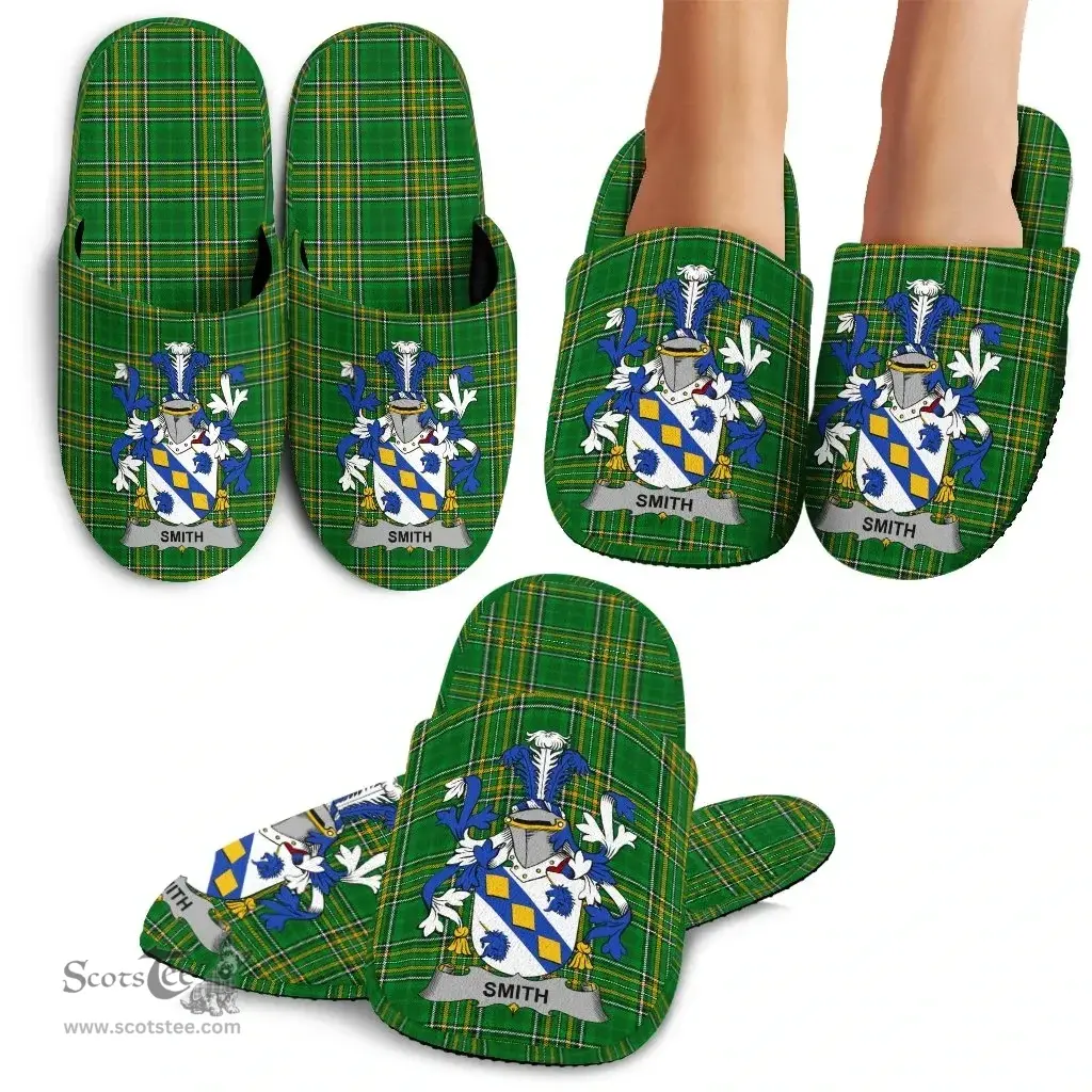 Irish Smith or Smyth Coat of Arms Family Crest Ireland House Slippers Irish National Tartan Irish County Slippers