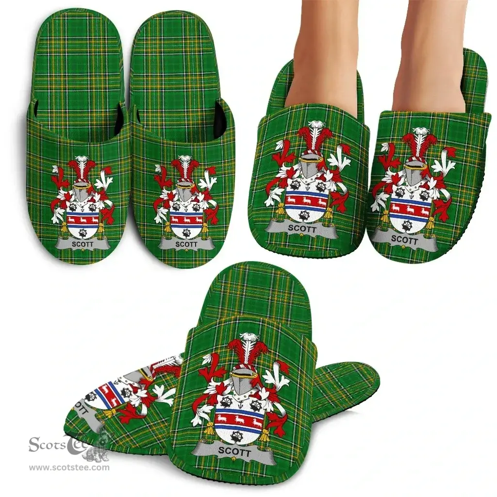 Irish Scott Coat of Arms Family Crest Ireland House Slippers Irish National Tartan Irish County Slippers