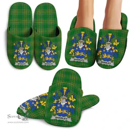Irish Shanley or McShanly Coat of Arms Family Crest Ireland House Slippers Irish National Tartan Irish County Slippers