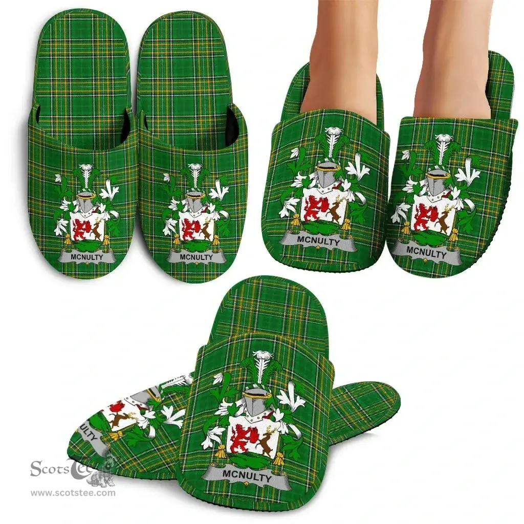 Irish McNulty Coat of Arms Family Crest Ireland House Slippers Irish National Tartan Irish County Slippers