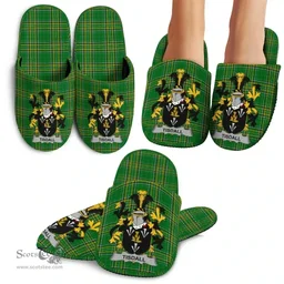 Irish Tisdall or Tisdale Coat of Arms Family Crest Ireland House Slippers Irish National Tartan Irish County Slippers