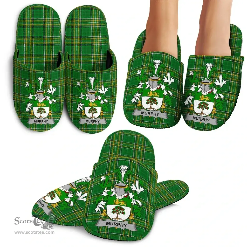 Irish Murphy (Wexford) Coat of Arms Family Crest Ireland House Slippers Irish National Tartan Irish County Slippers