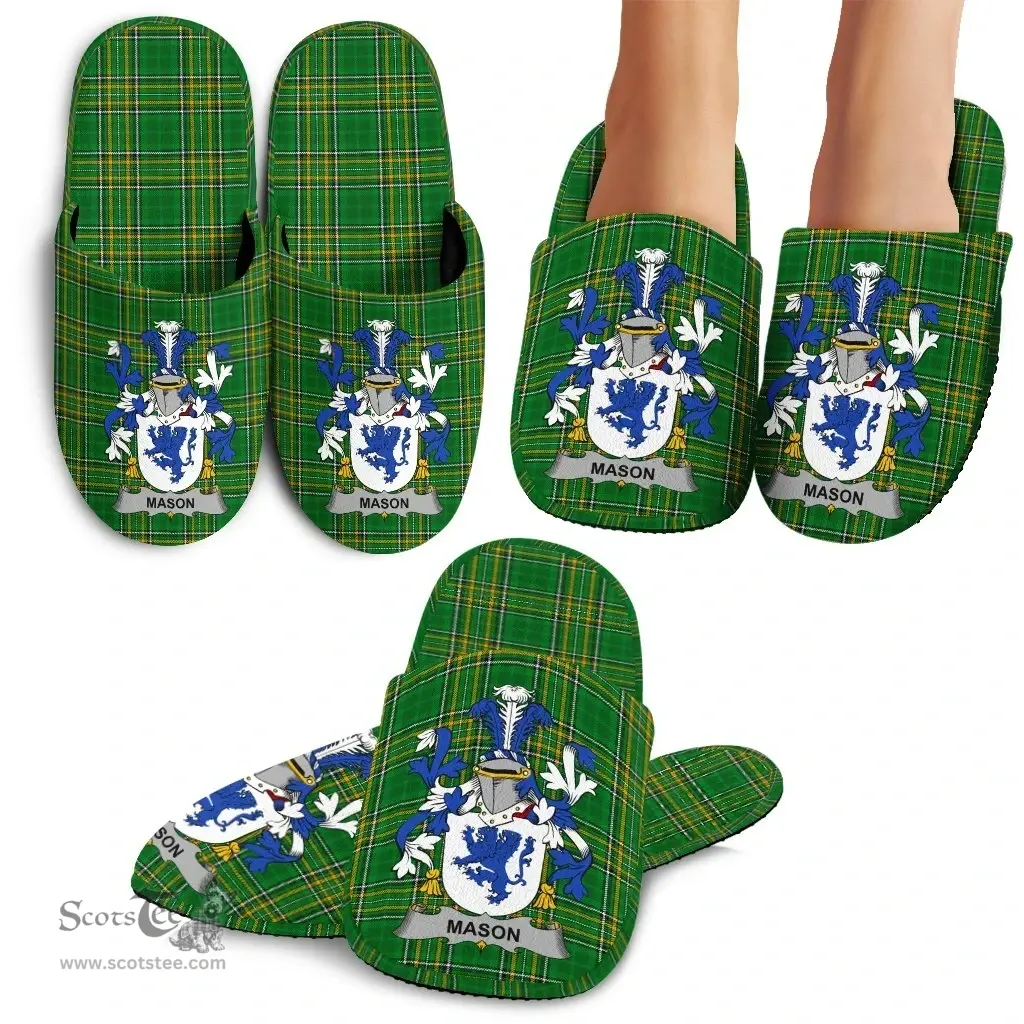 Irish Mason Coat of Arms Family Crest Ireland House Slippers Irish National Tartan Irish County Slippers