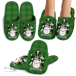 Irish McAlindon or McAlindem Coat of Arms Family Crest Ireland House Slippers Irish National Tartan Irish County Slippers