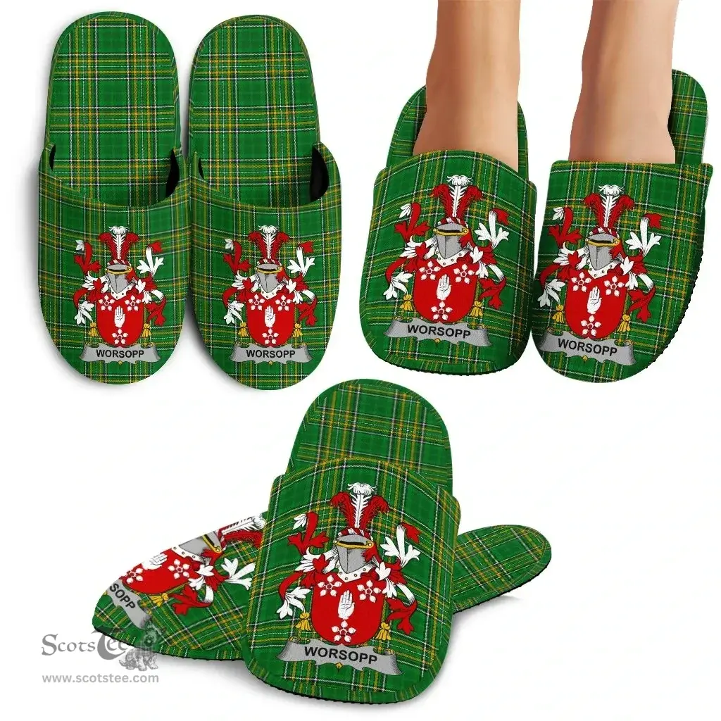 Irish Worsopp Coat of Arms Family Crest Ireland House Slippers Irish National Tartan Irish County Slippers