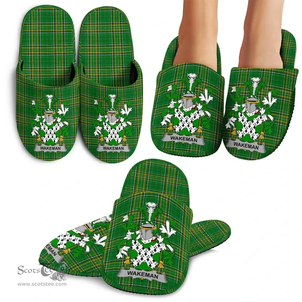 Irish Wakeman Coat of Arms Family Crest Ireland House Slippers Irish National Tartan Irish County Slippers