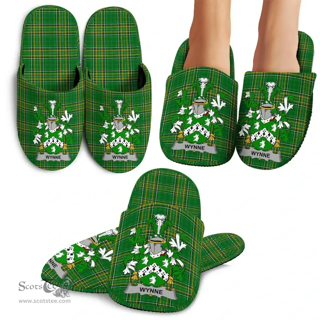 Irish Wynne Coat of Arms Family Crest Ireland House Slippers Irish National Tartan Irish County Slippers