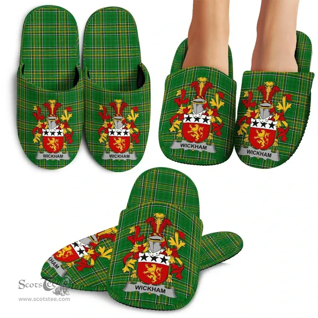 Irish Wickham Coat of Arms Family Crest Ireland House Slippers Irish National Tartan Irish County Slippers