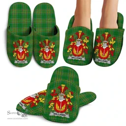 Irish Williams Coat of Arms Family Crest Ireland House Slippers Irish National Tartan Irish County Slippers