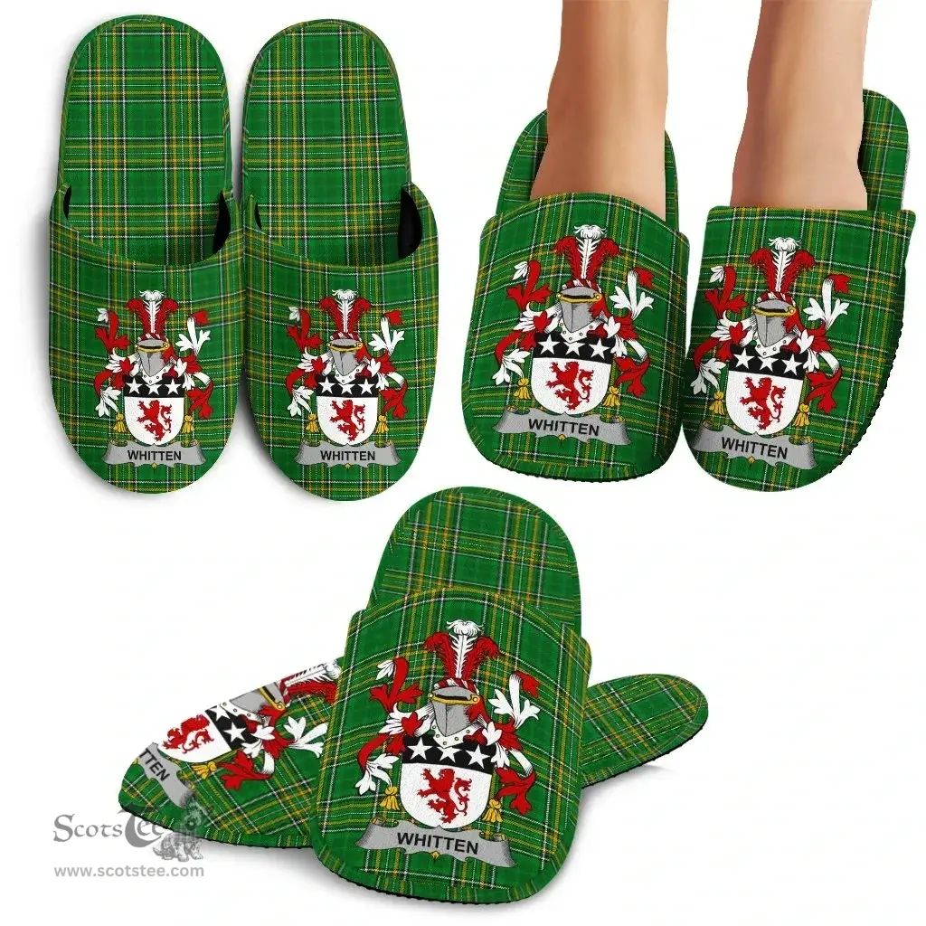Irish Whitten Coat of Arms Family Crest Ireland House Slippers Irish National Tartan Irish County Slippers