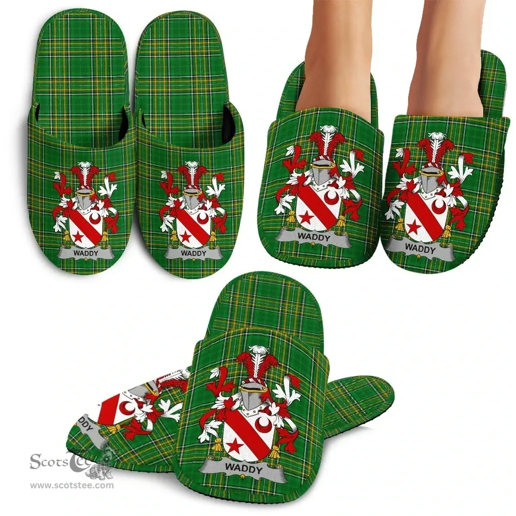 Irish Waddy Coat of Arms Family Crest Ireland House Slippers Irish National Tartan Irish County Slippers