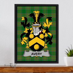 Irish Avery Coat of Arms Family Crest Ireland Framed Canvas Print Irish National Tartan