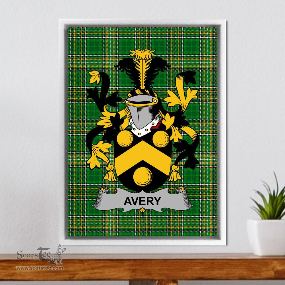 Irish Avery Coat of Arms Family Crest Ireland Framed Canvas Print Irish National Tartan